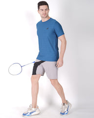 Deta-Dry Men's Active Front Stripe Shorts Light Grey