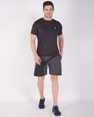 Deta-Dry Men's Active Front Stripe Shorts Dark Grey