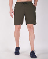 Deta-Dry Men's Active Lining Print Shorts Olive Green