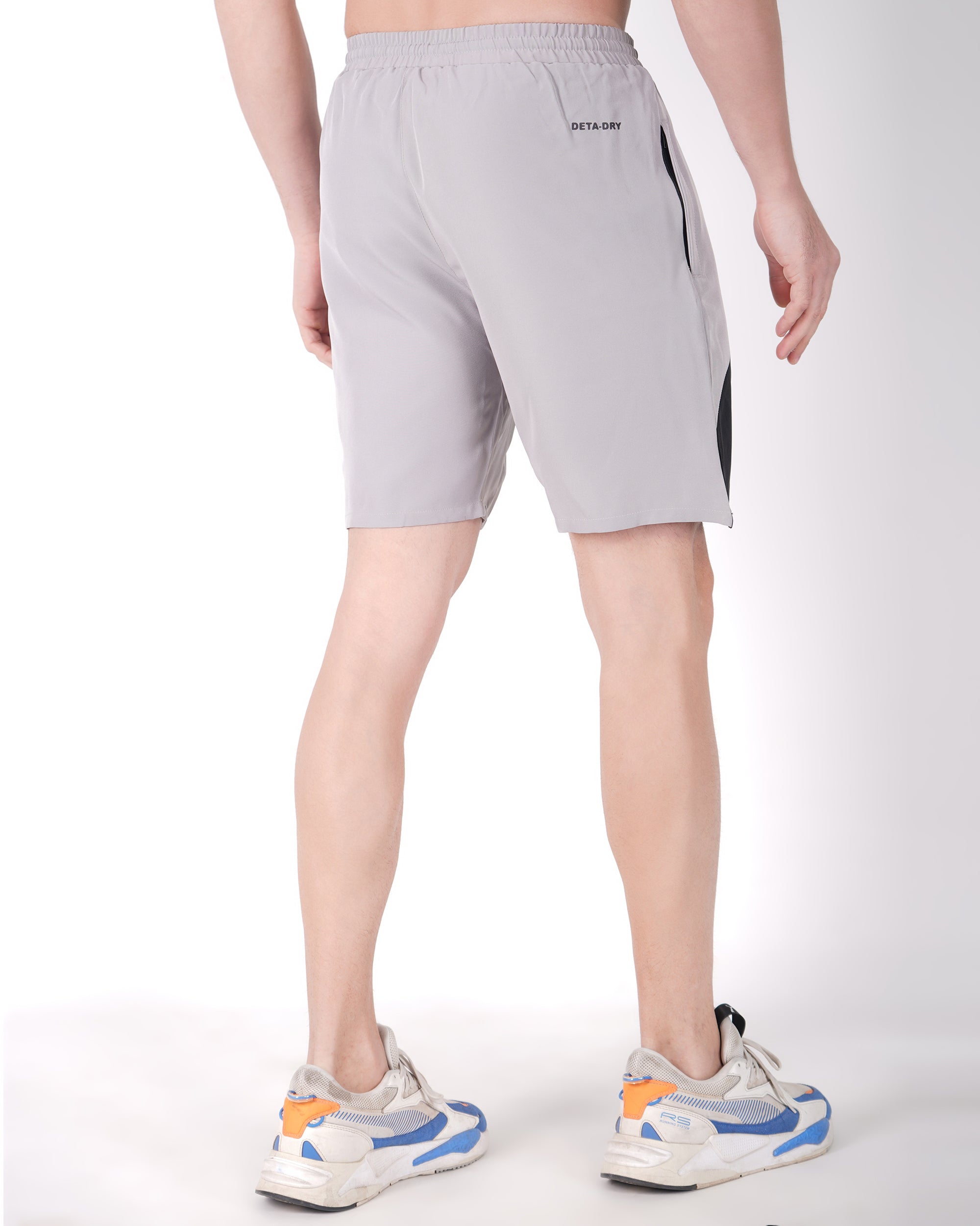 Deta-Dry Men's Active Front Stripe Shorts Light Grey