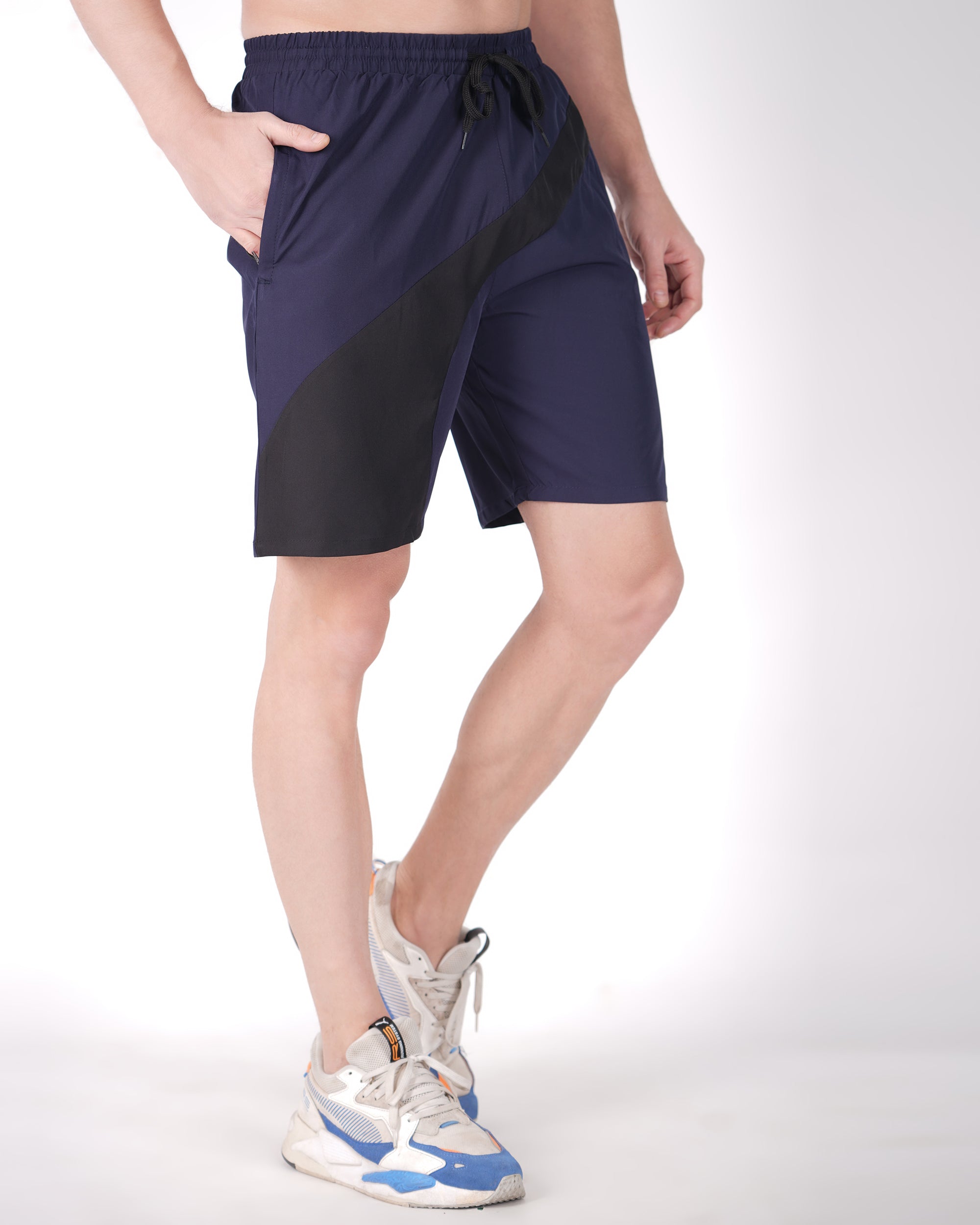 Deta-Dry Men's Active Front Stripe Shorts Navy Blue