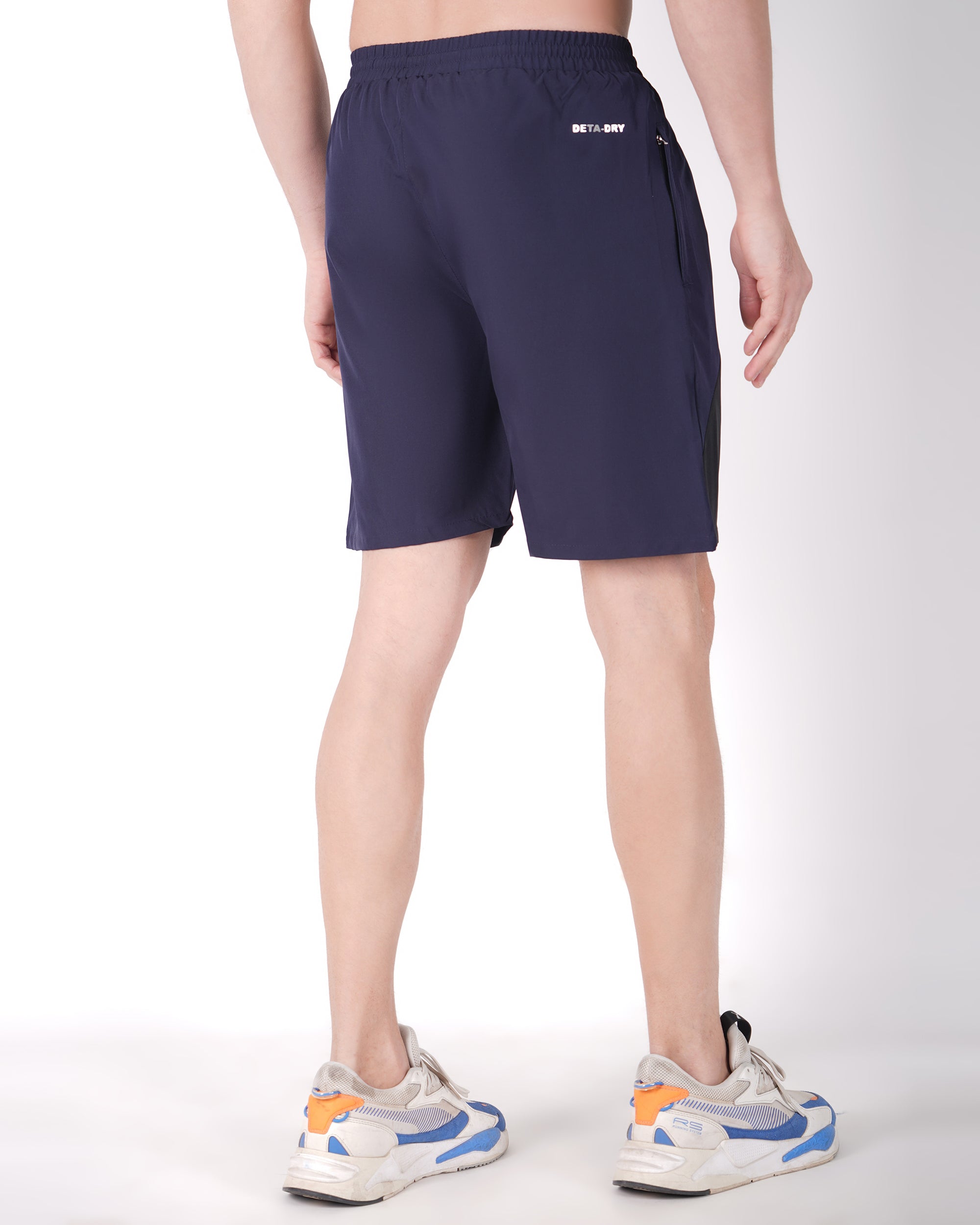 Deta-Dry Men's Active Front Stripe Shorts Navy Blue