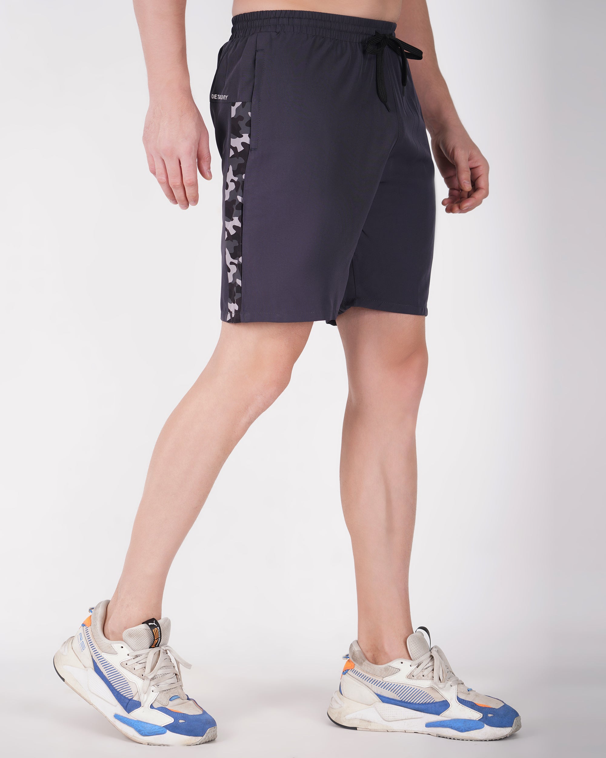 Deta-Dry Men's Active Camouflage Print Shorts Grey