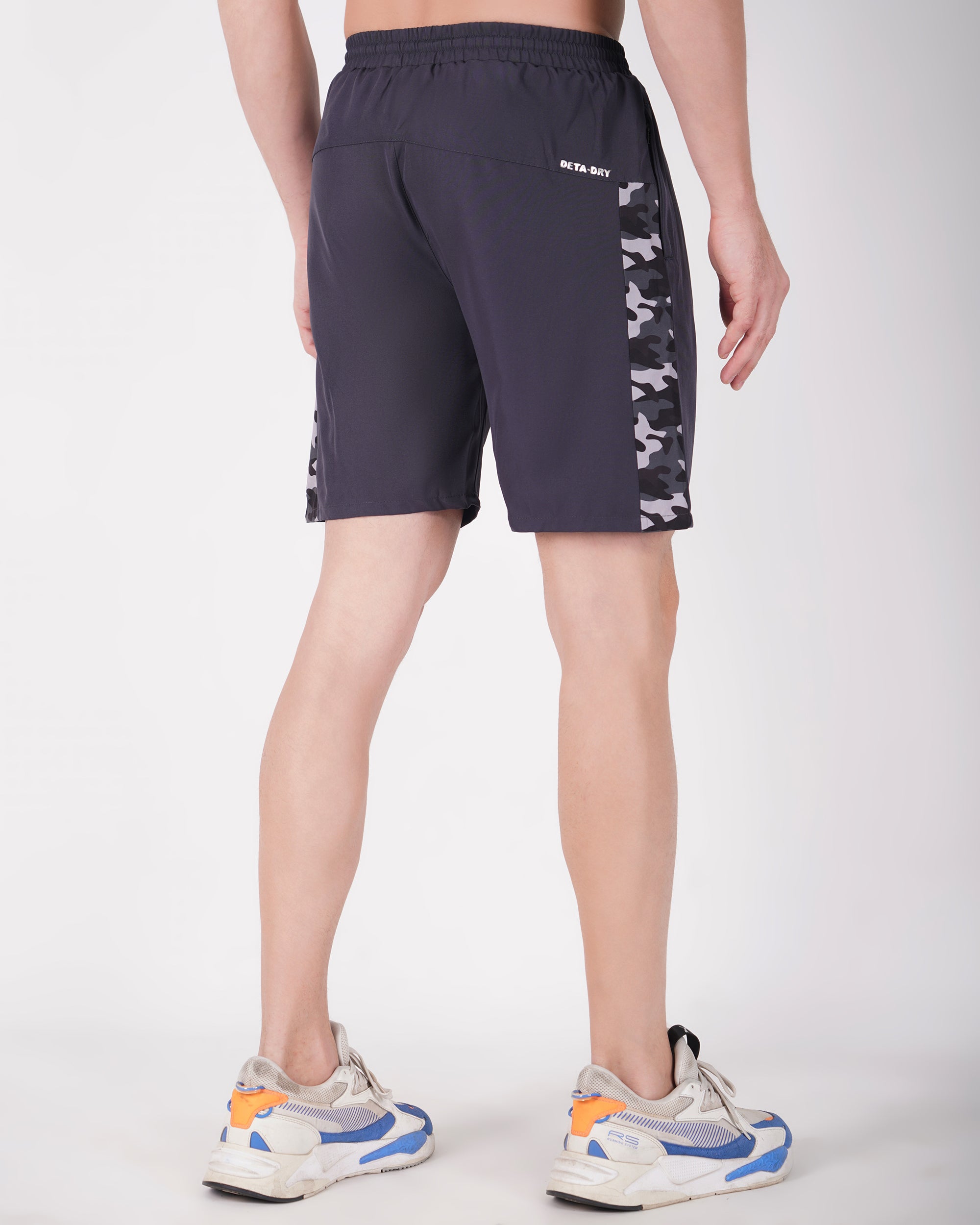 Deta-Dry Men's Active Camouflage Print Shorts Grey