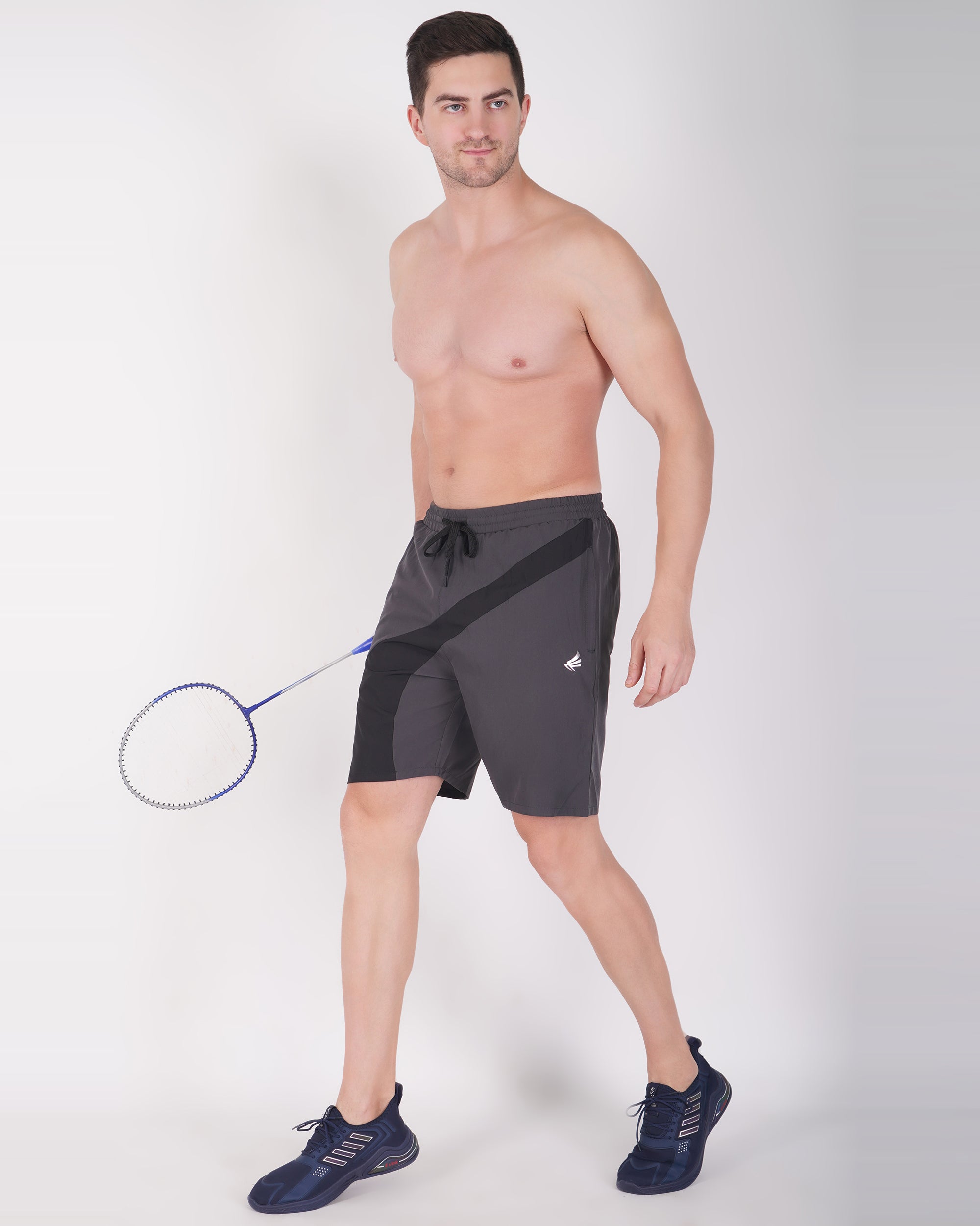Deta-Dry Men's Active Front Stripe Shorts Dark Grey